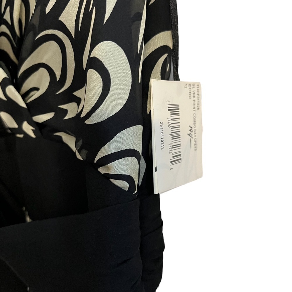 MILLY 100% Silk Dress from Nordstrom in Black/Beige Size 12 NWT - Picture 7 of 12